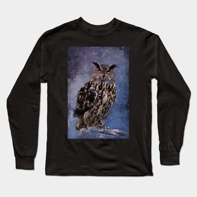 Eagle owl Long Sleeve T-Shirt by ElviraDraat